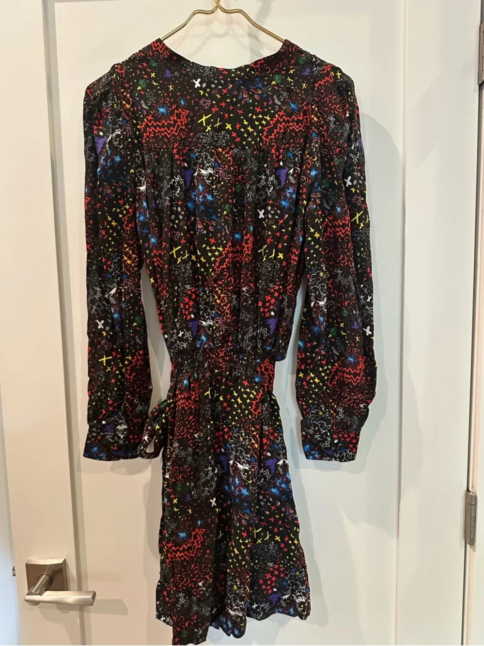 Zadig & Voltaire Black Multi-Color Printed Wrap Dress new with tags extra button - Picture 4 of 11